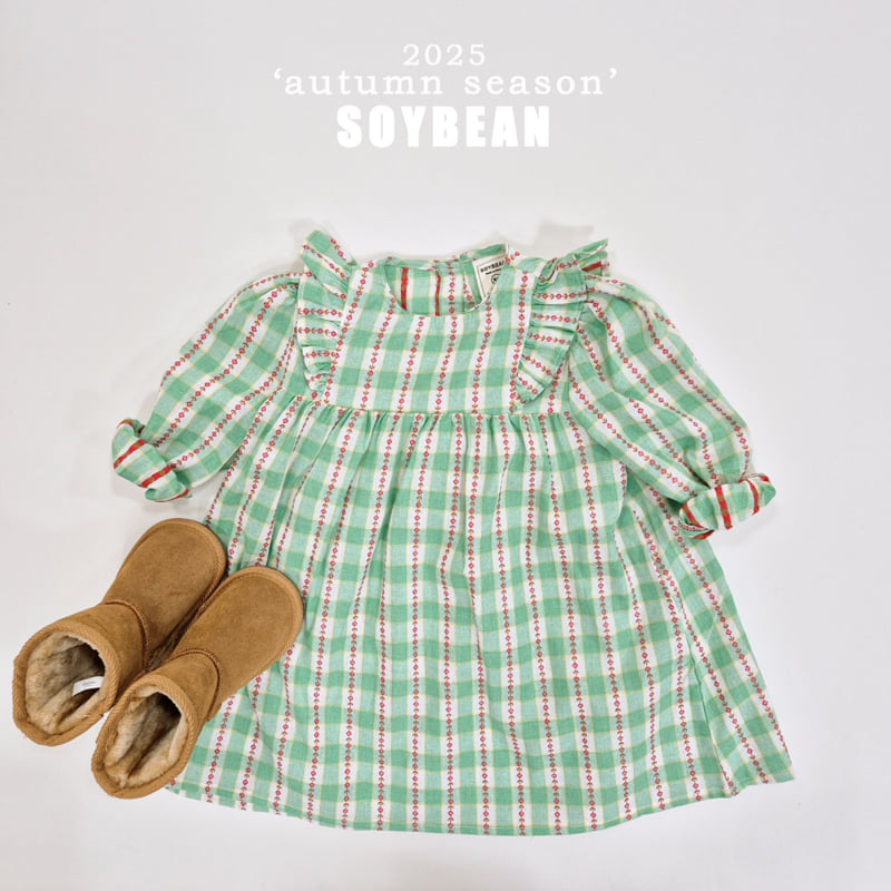 Soybean - Korean Children Fashion - #childrensboutique - Checked Flower One-piece - 3