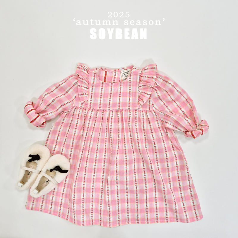 Soybean - Korean Children Fashion - #childrensboutique - Checked Flower One-piece - 4