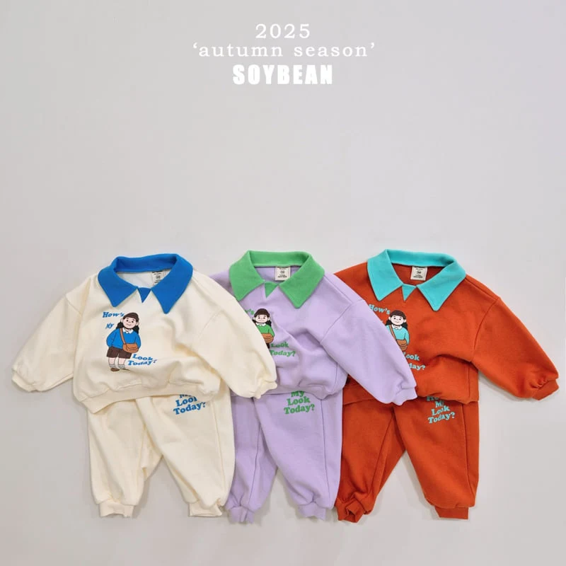 Soybean - Korean Children Fashion - #designkidswear - Collar Top Bottom Set