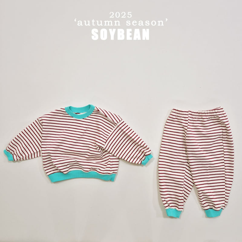 Soybean - Korean Children Fashion - #discoveringself - Pointed Stripe Top Bottom Set - 9