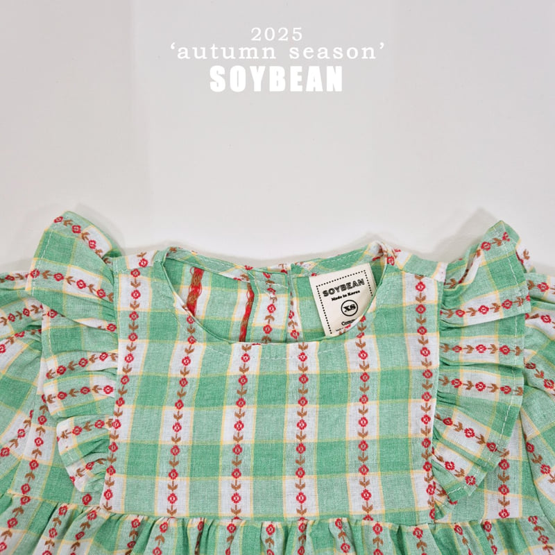Soybean - Korean Children Fashion - #discoveringself - Checked Flower One-piece - 5
