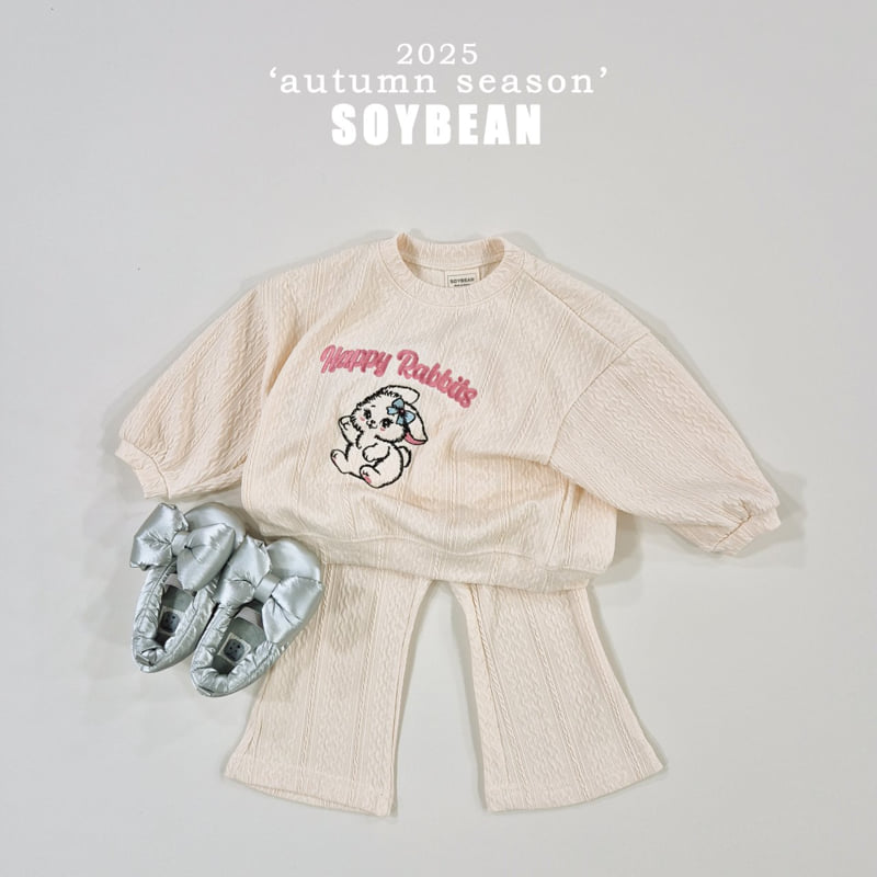 Soybean - Korean Children Fashion - #discoveringself - Rabbit Knit Top Bottom Set - 3
