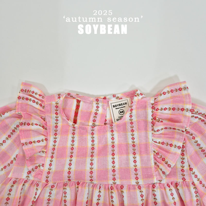 Soybean - Korean Children Fashion - #fashionkids - Checked Flower One-piece - 6