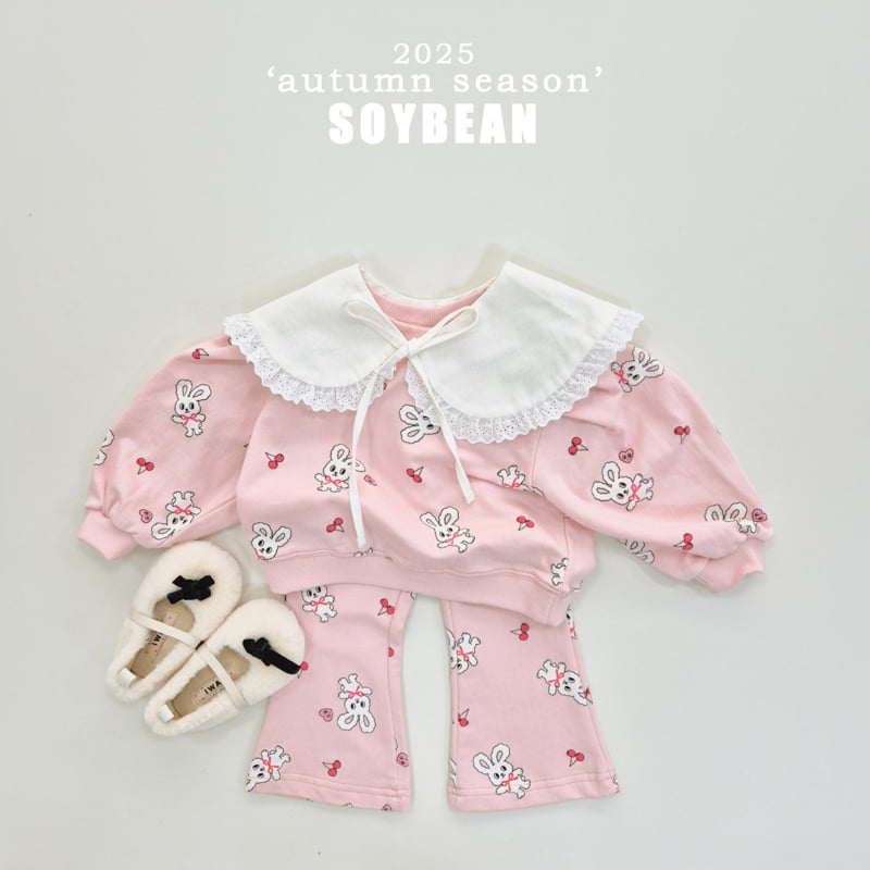Soybean - Korean Children Fashion - #kidsshorts - Bunny Bootcut Top Bottom Set - 3