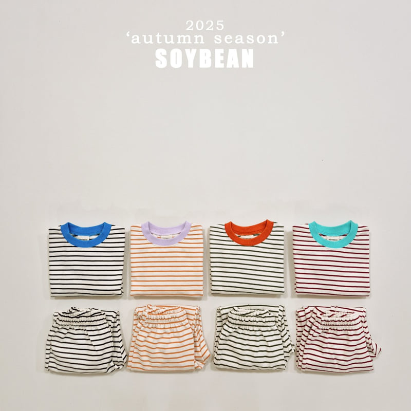 Soybean - Korean Children Fashion - #kidsshorts - Pointed Stripe Top Bottom Set - 11
