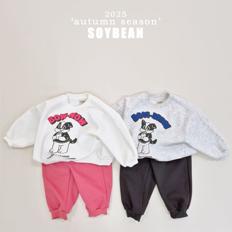 Soybean - Korean Children Fashion - #kidsshorts - Bow Wow Raglan Top Bottom Set