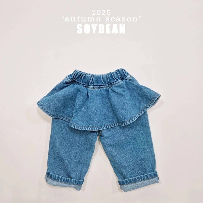 Soybean - Korean Children Fashion - #kidsshorts - Wide Skirt Denim Pants - 8