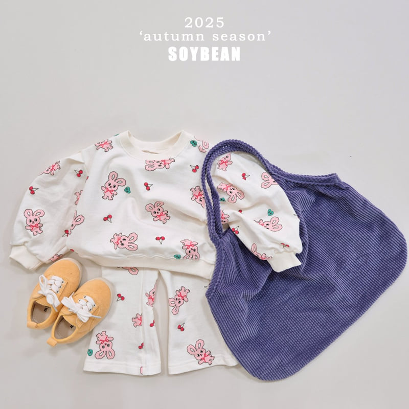 Soybean - Korean Children Fashion - #kidsshorts - Bunny Bootcut Top Bottom Set - 4