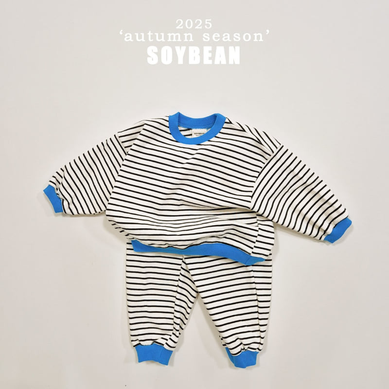 Soybean - Korean Children Fashion - #kidsstore - Pointed Stripe Top Bottom Set - 12