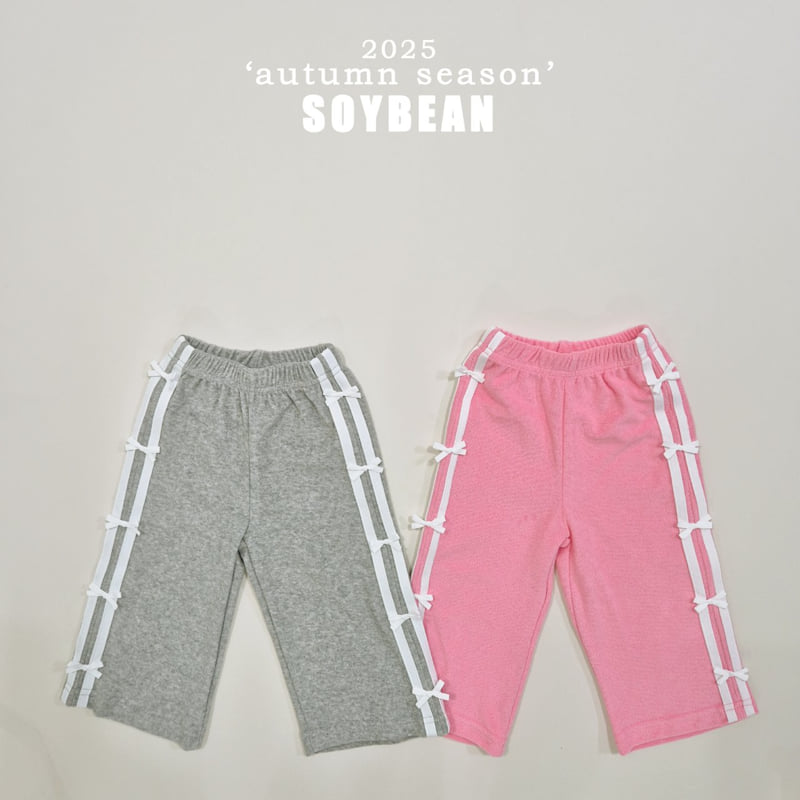 Soybean - Korean Children Fashion - #kidzfashiontrend - Ribbon Terry Line Pants
