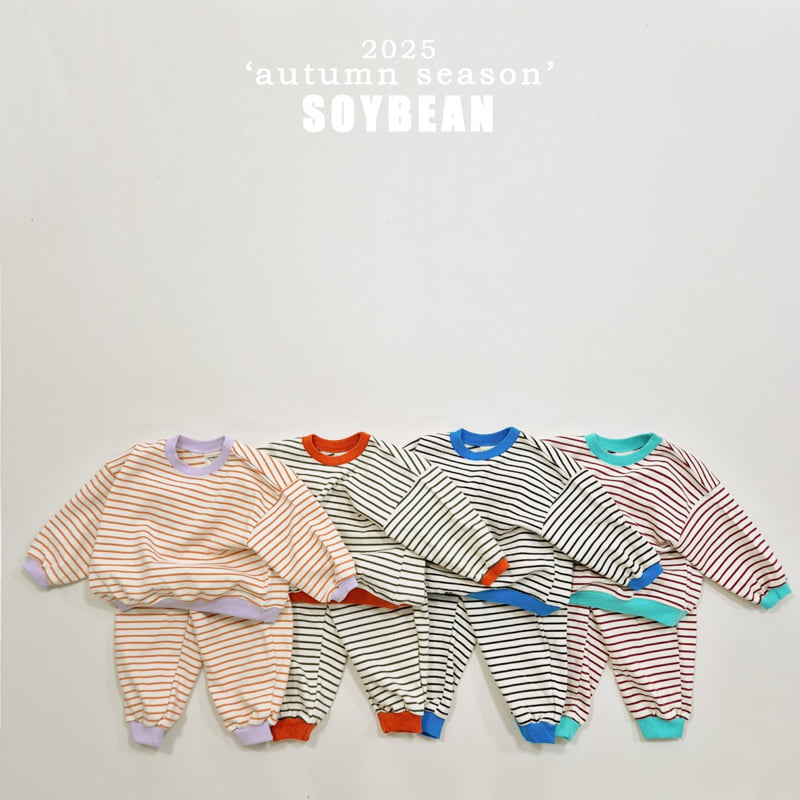 Soybean - Korean Children Fashion - #littlefashionista - Pointed Stripe Top Bottom Set
