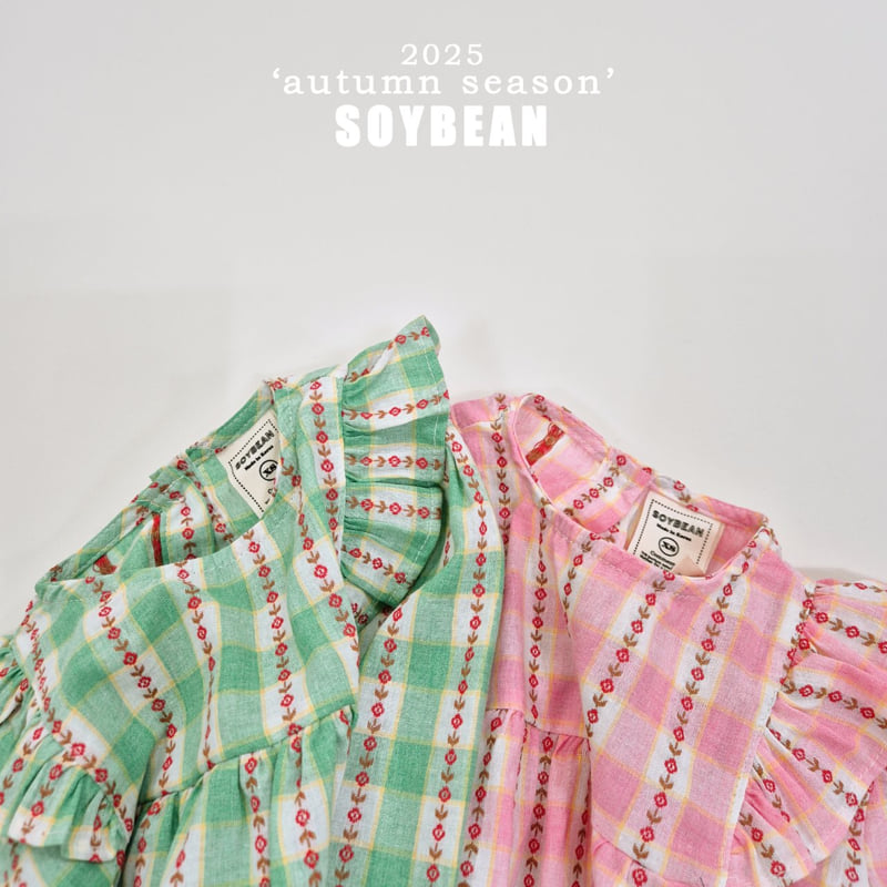 Soybean - Korean Children Fashion - #littlefashionista - Checked Flower One-piece - 11