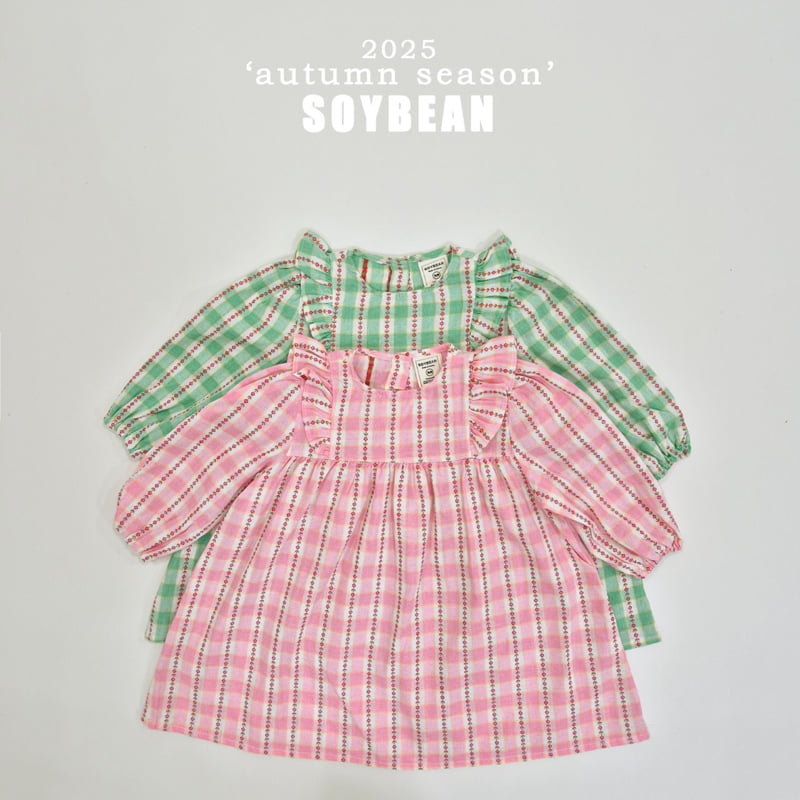 Soybean - Korean Children Fashion - #magicofchildhood - Checked Flower One-piece - 12