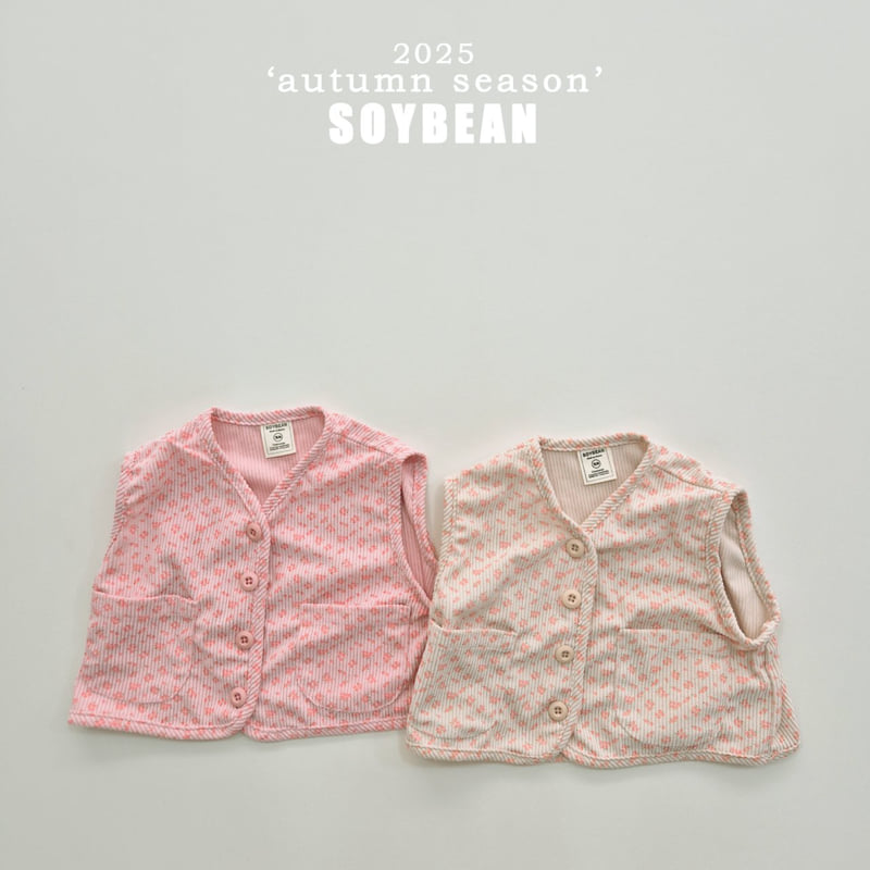 Soybean - Korean Children Fashion - #minifashionista - Corduroy Flower Vest