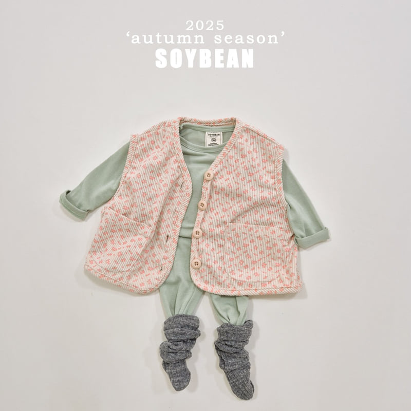 Soybean - Korean Children Fashion - #stylishchildhood - Corduroy Flower Vest - 5