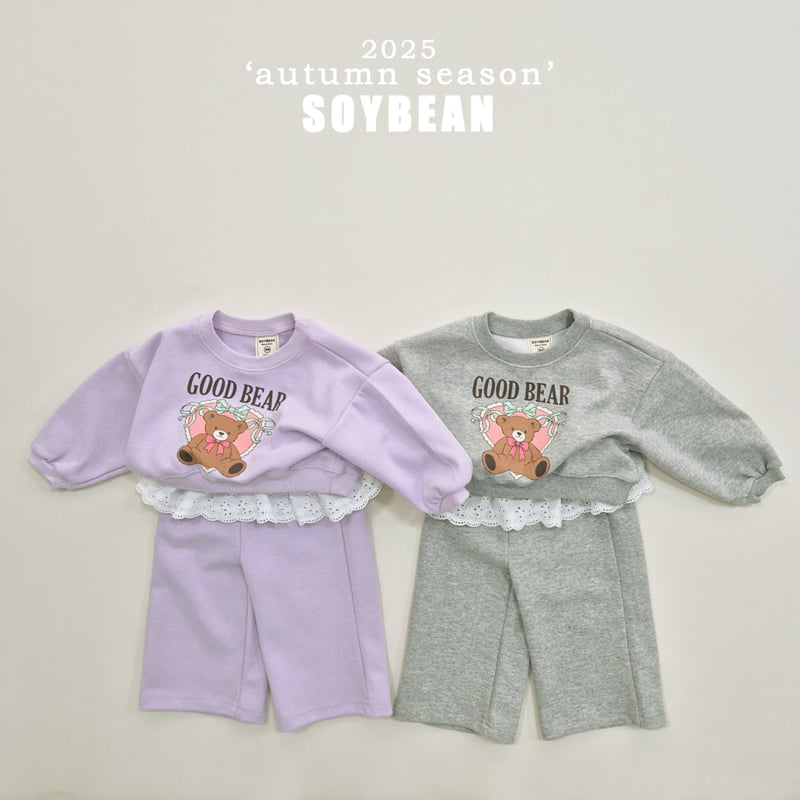 Soybean - Korean Children Fashion - #toddlerclothing - Bear Frill Top Bottom Set