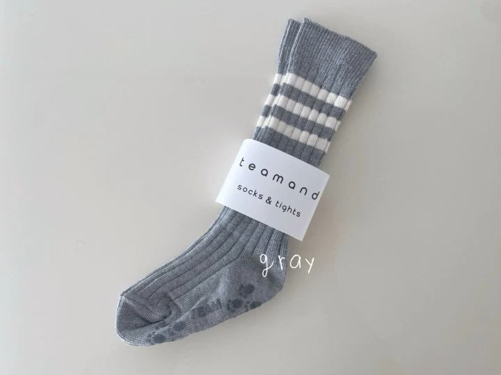 Teamand - Korean Children Fashion - #kidsstore - Three-Line Ribbed Knee Socks - 2