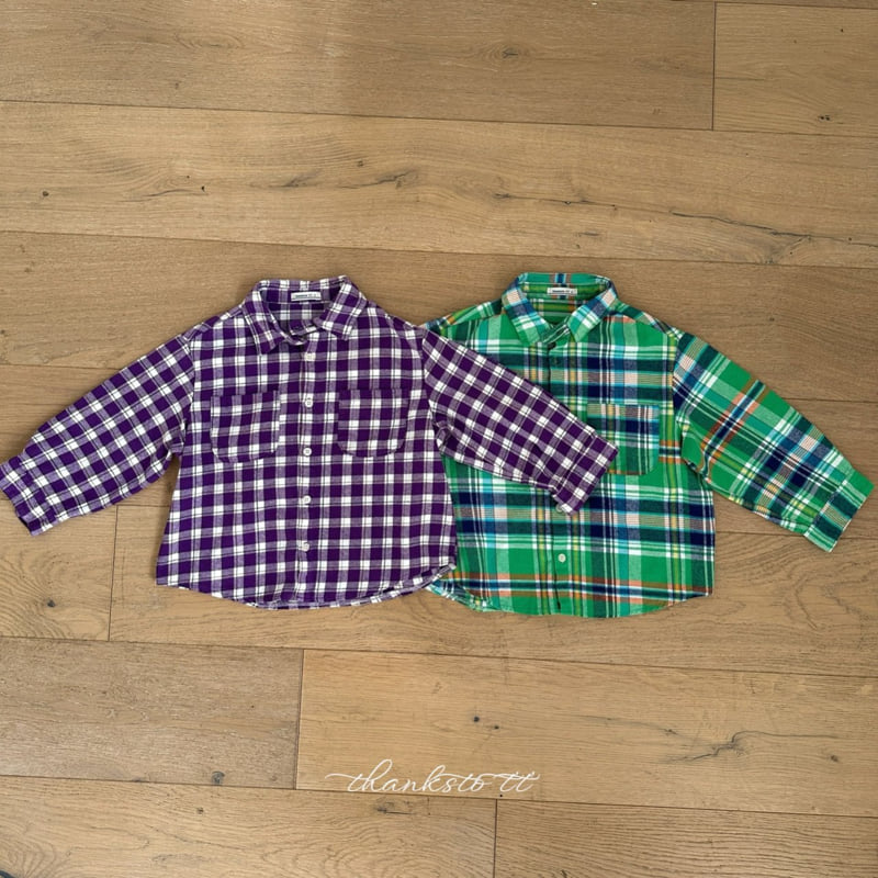Thanksto TT - Korean Children Fashion - #fashionkids - Vision Check Shirt