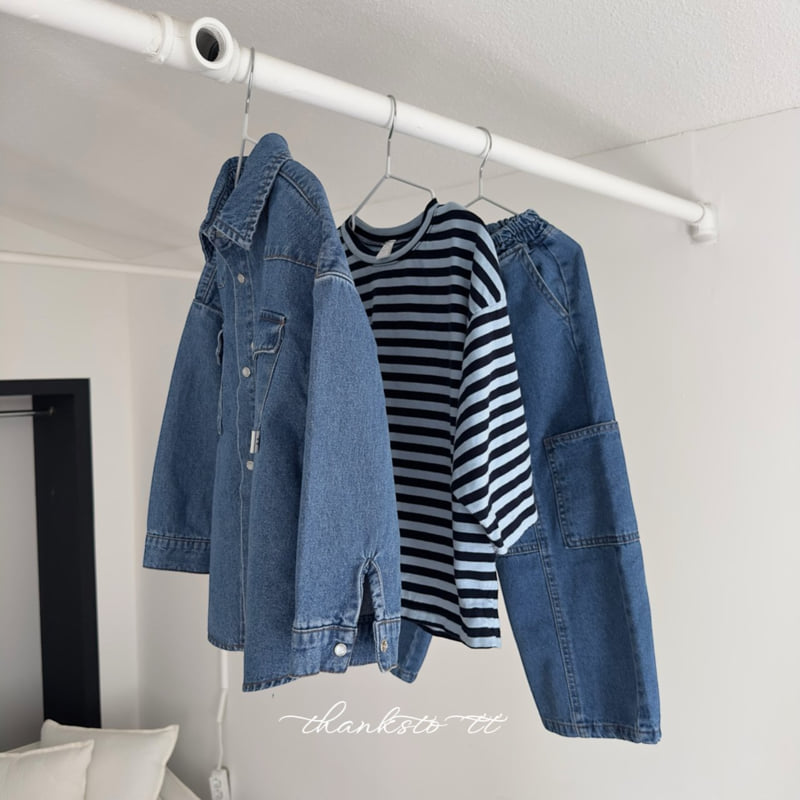 Thanksto TT - Korean Children Fashion - #kidsshorts - People Denim Shirt - 3