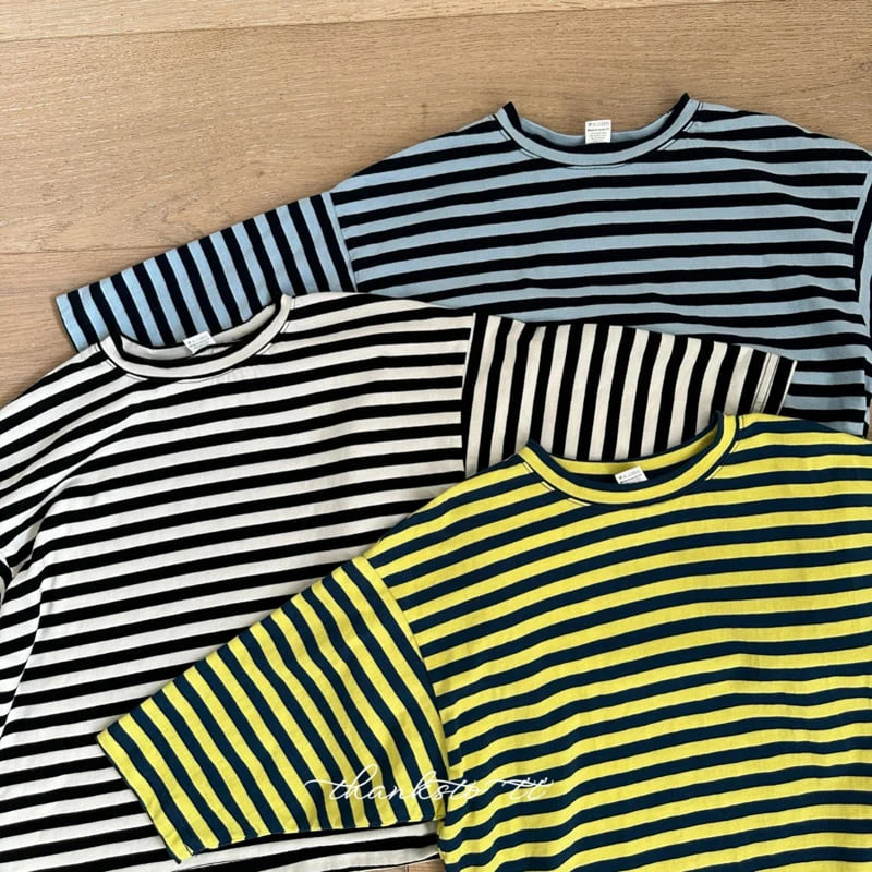 Thanksto TT - Korean Children Fashion - #kidsshorts - Jay Striped Tee - 2