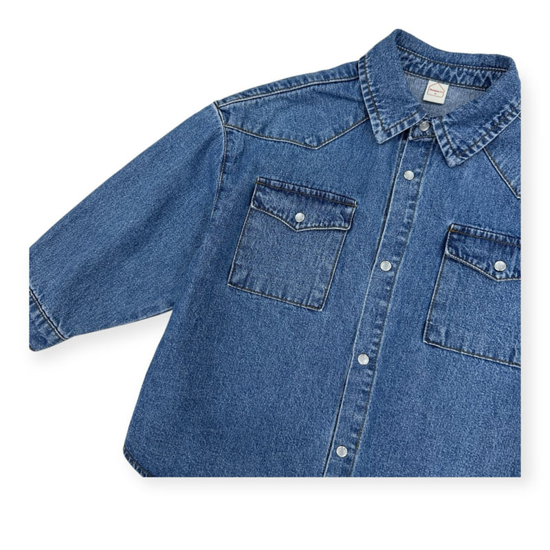 Thanksto TT - Korean Children Fashion - #kidsshorts - People Denim Shirt - 4