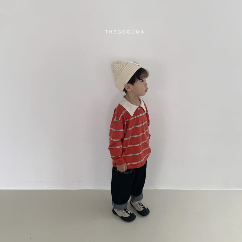 Thegoguma - Korean Children Fashion - #designkidswear - Multi Stripe Collar Tee - 7