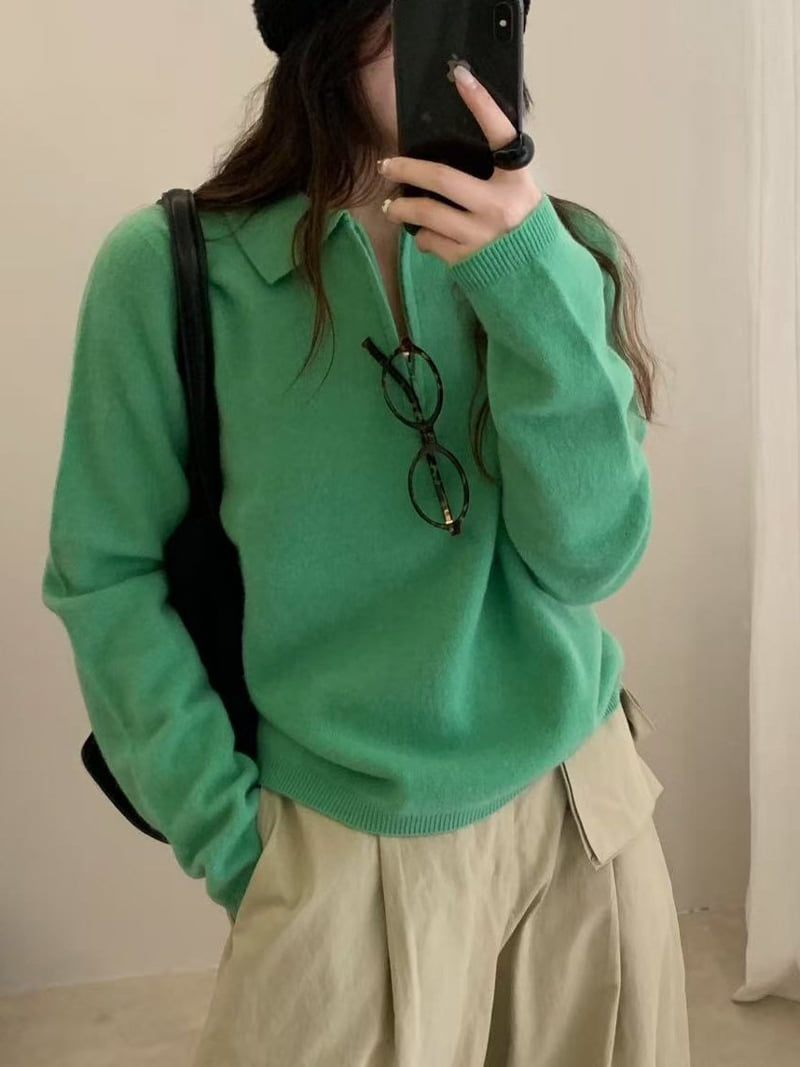 There By - Korean Women Fashion - #momslook - Ellie Wool Collar Knit top - 6