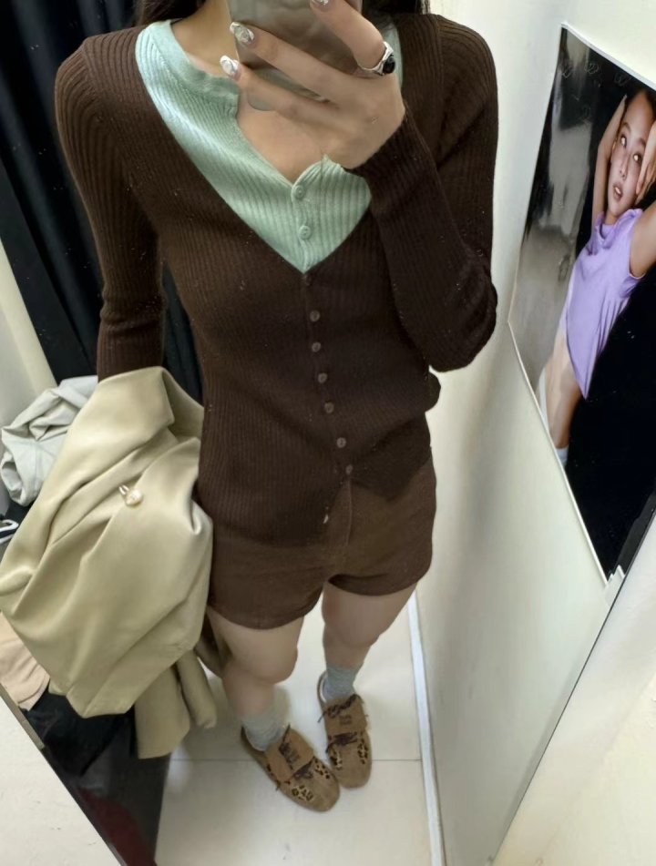 There By - Korean Women Fashion - #momslook - Two Tone Rib Knit Top - 2