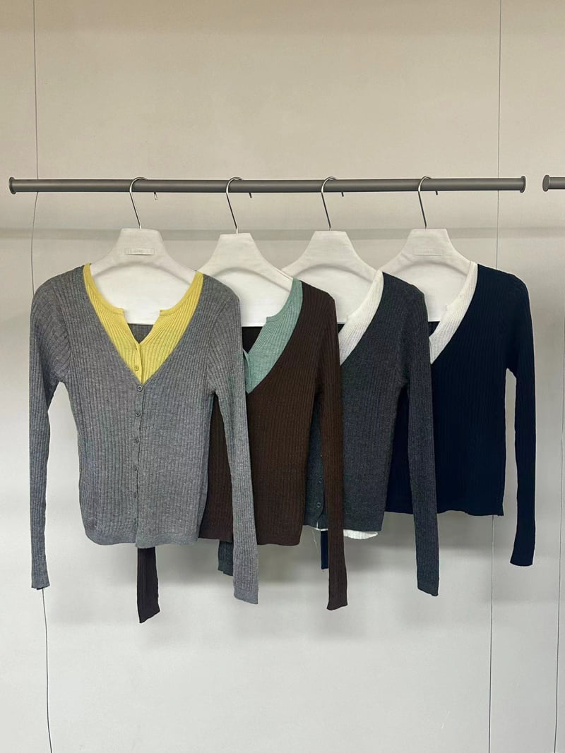 There By - Korean Women Fashion - #womensfashion - Two Tone Rib Knit Top - 4