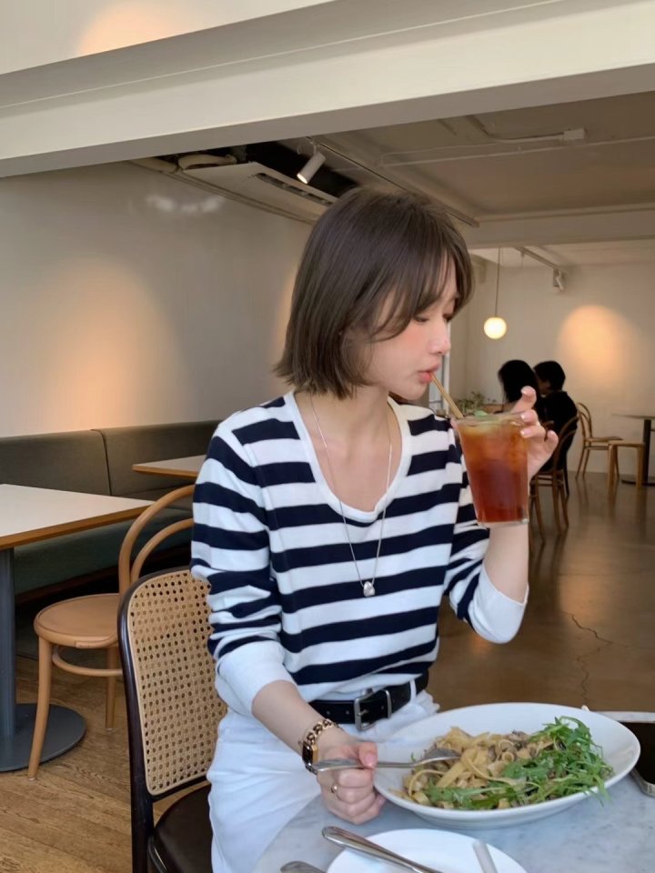 There By - Korean Women Fashion - #vintagekidsstyle - Stripe Knit Top - 4