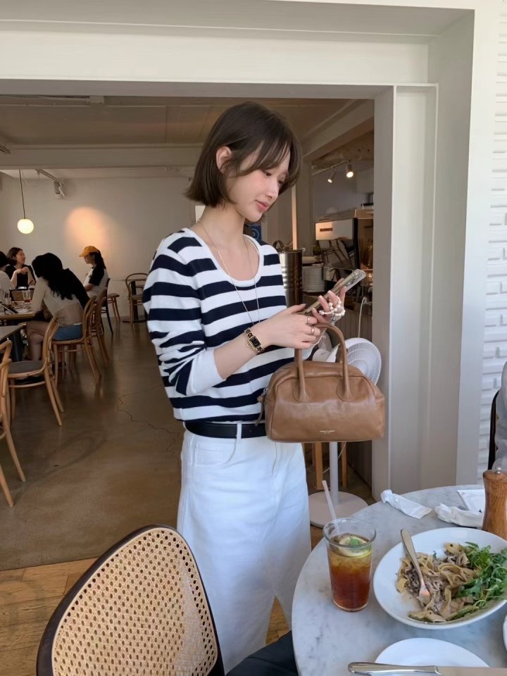 There By - Korean Women Fashion - #restrostyle - Stripe Knit Top - 5