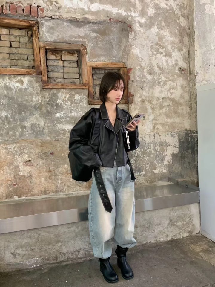 There By - Korean Women Fashion - #romanticstyle - Dien Vega Leather Jumper - 7