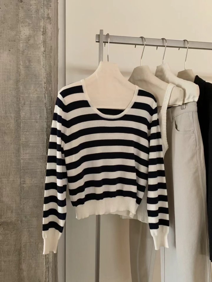 There By - Korean Women Fashion - #shopsmall - Stripe Knit Top - 7