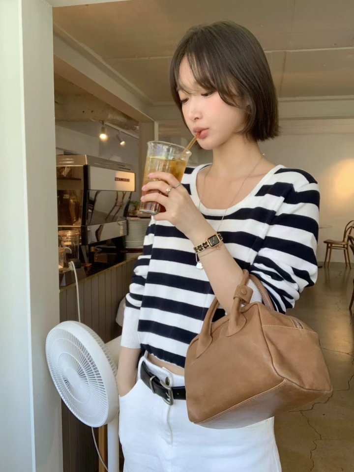 There By - Korean Women Fashion - #vintagekidsstyle - Stripe Knit Top - 3