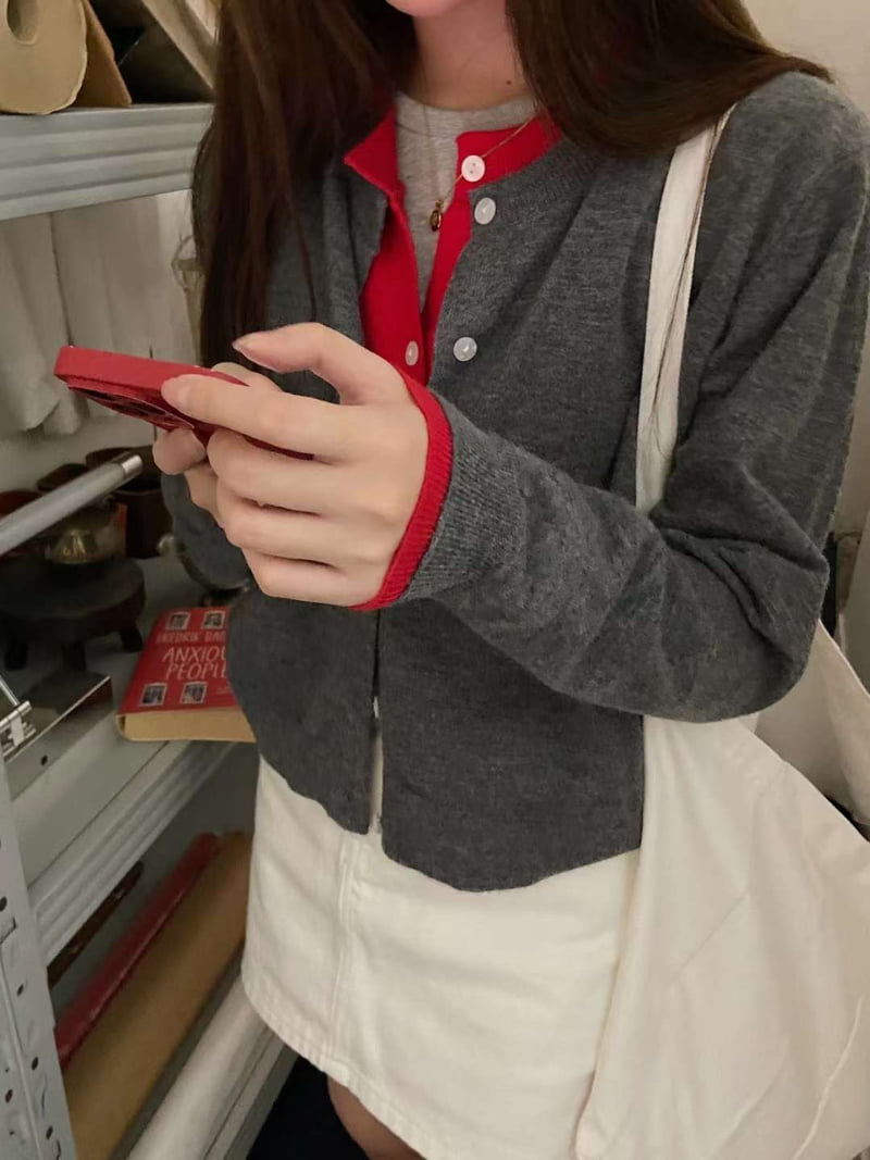 There By - Korean Women Fashion - #womensfashion - Two Tone Cardigan - 10