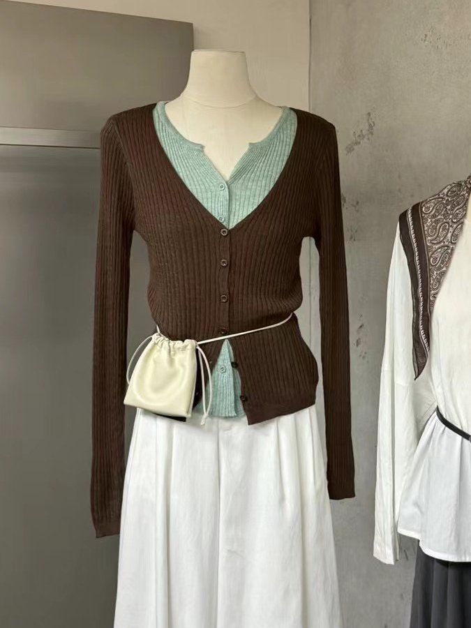 There By - Korean Women Fashion - #womensfashion - Two Tone Rib Knit Top - 3