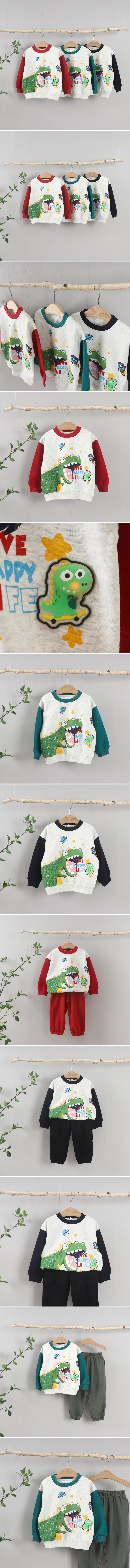Tony - Korean Children Fashion - #toddlerclothing - Glowing Dino Sweatshirt
