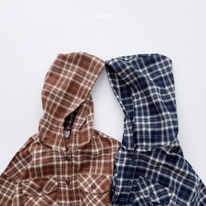 U Eo - Korean Children Fashion - #childofig - Teto Check Hoodie Shirt - 3