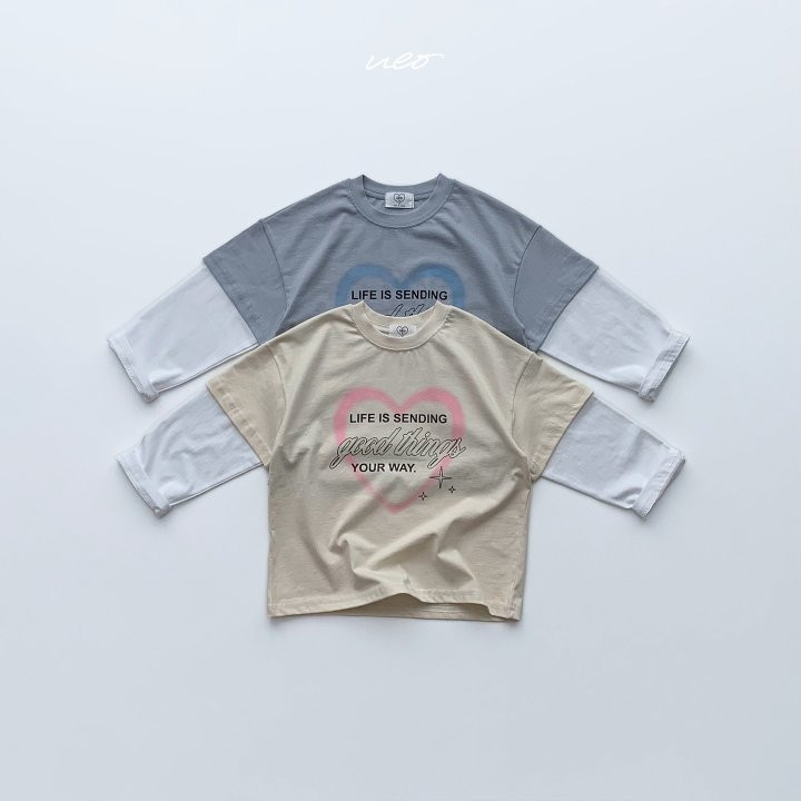 U Eo - Korean Children Fashion - #kidsshorts - Cream Layered Boxy Tee