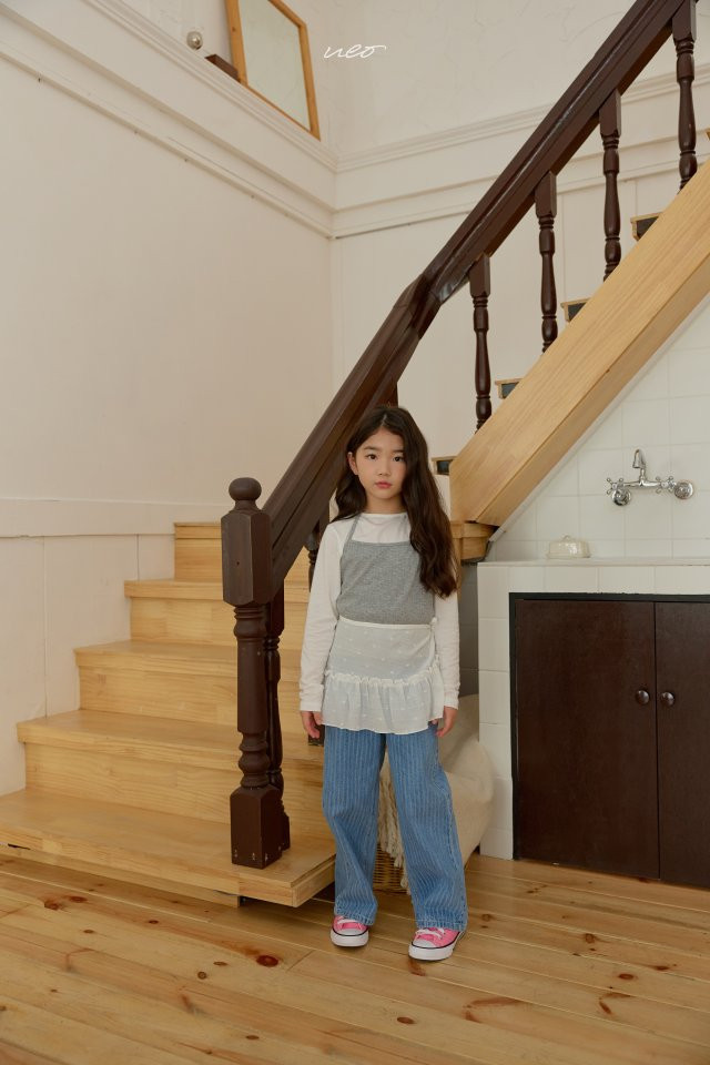 U Eo - Korean Children Fashion - #kidsshorts - Stripe Straight Denim Pants - 12