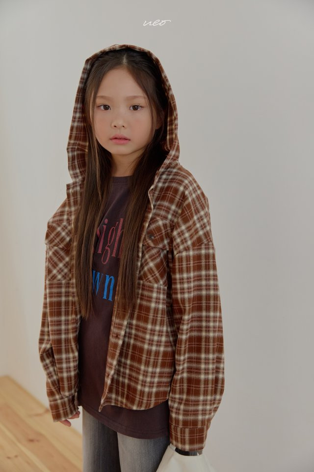 U Eo - Korean Children Fashion - #kidsstore - Teto Check Hoodie Shirt - 9