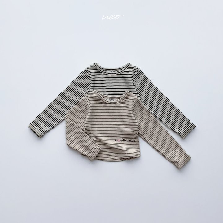 U Eo - Korean Children Fashion - #stylishchildhood - Heart Stripe Tee
