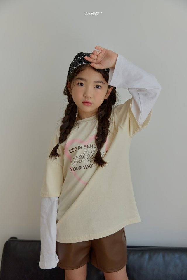 U Eo - Korean Children Fashion - #toddlerclothing - Cream Layered Boxy Tee - 10
