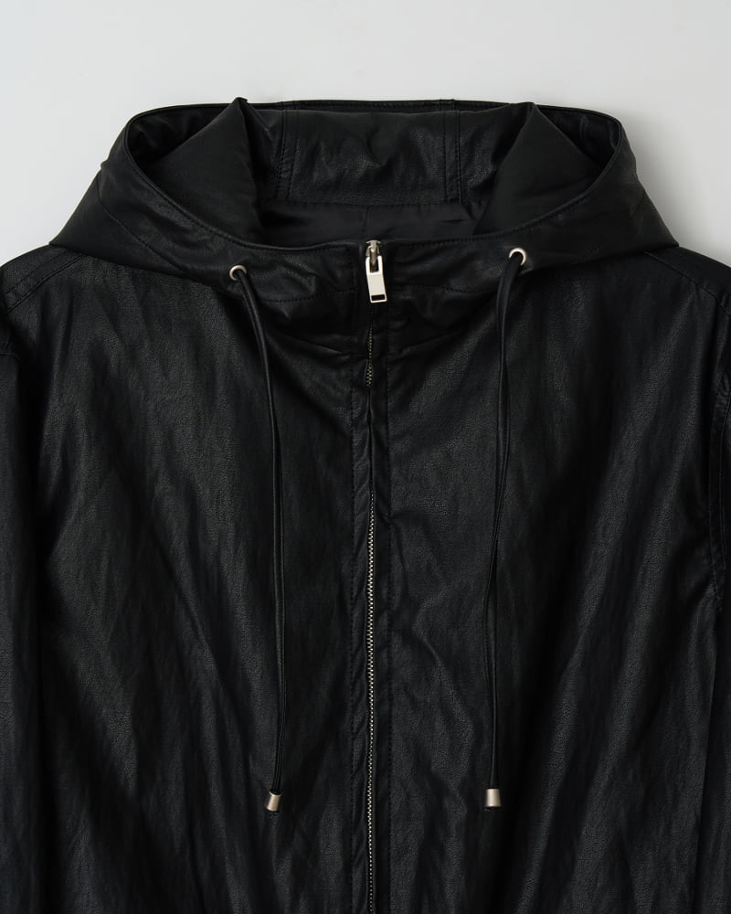 Understanding - Korean Women Fashion - #momslook - Hood Leather Jacket - 10