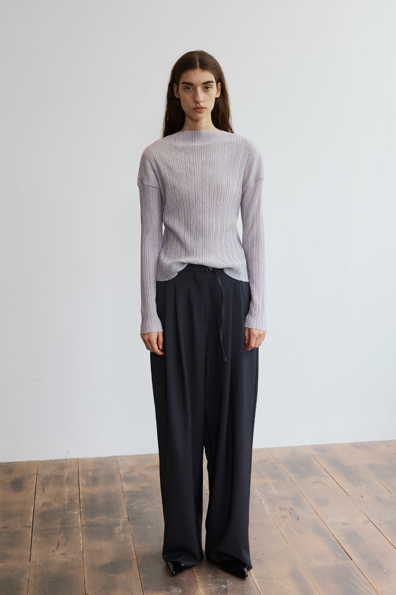 Understanding - Korean Women Fashion - #momslook - New Knit Pleats Long Sleeved Tee - 2
