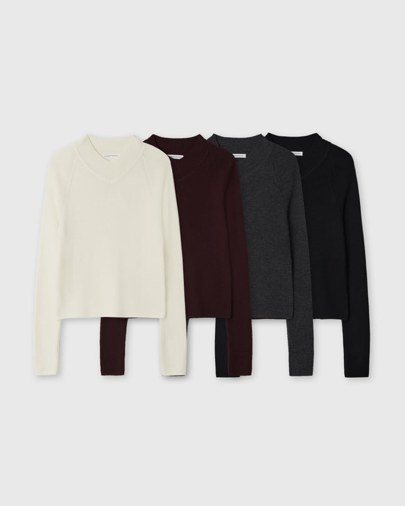 Understanding - Korean Women Fashion - #momslook - High V-neck Knitwear
