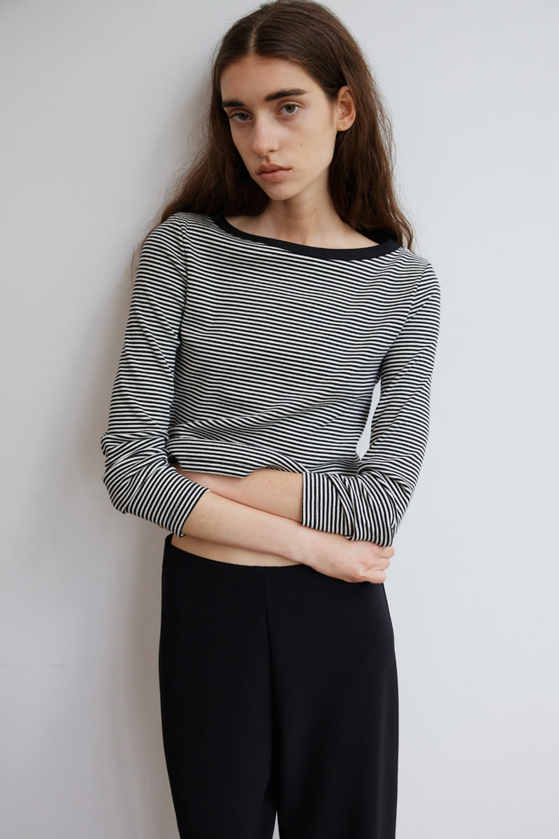 Understanding - Korean Women Fashion - #momslook - Stripe Boat Neck Tee - 3