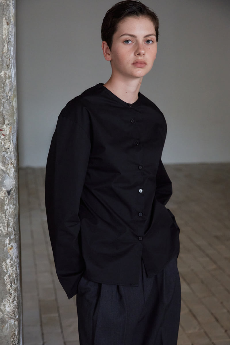 Understanding - Korean Women Fashion - #pursuepretty - Henry Neck Slit Shirt - 3