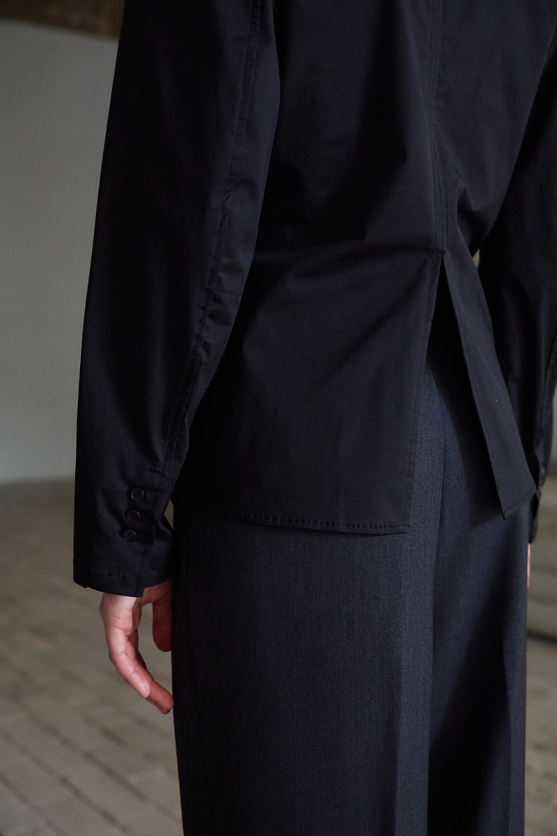 Understanding - Korean Women Fashion - #pursuepretty - Henry Neck Slit Shirt - 4