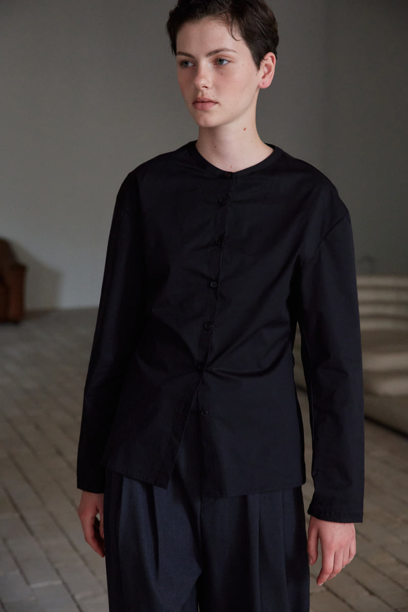 Understanding - Korean Women Fashion - #romanticstyle - Henry Neck Slit Shirt - 5